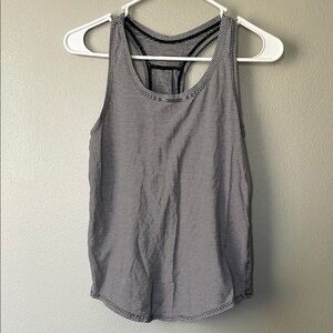 Lululemon Love Tank Pleated Modern Stripe Heathered Black White